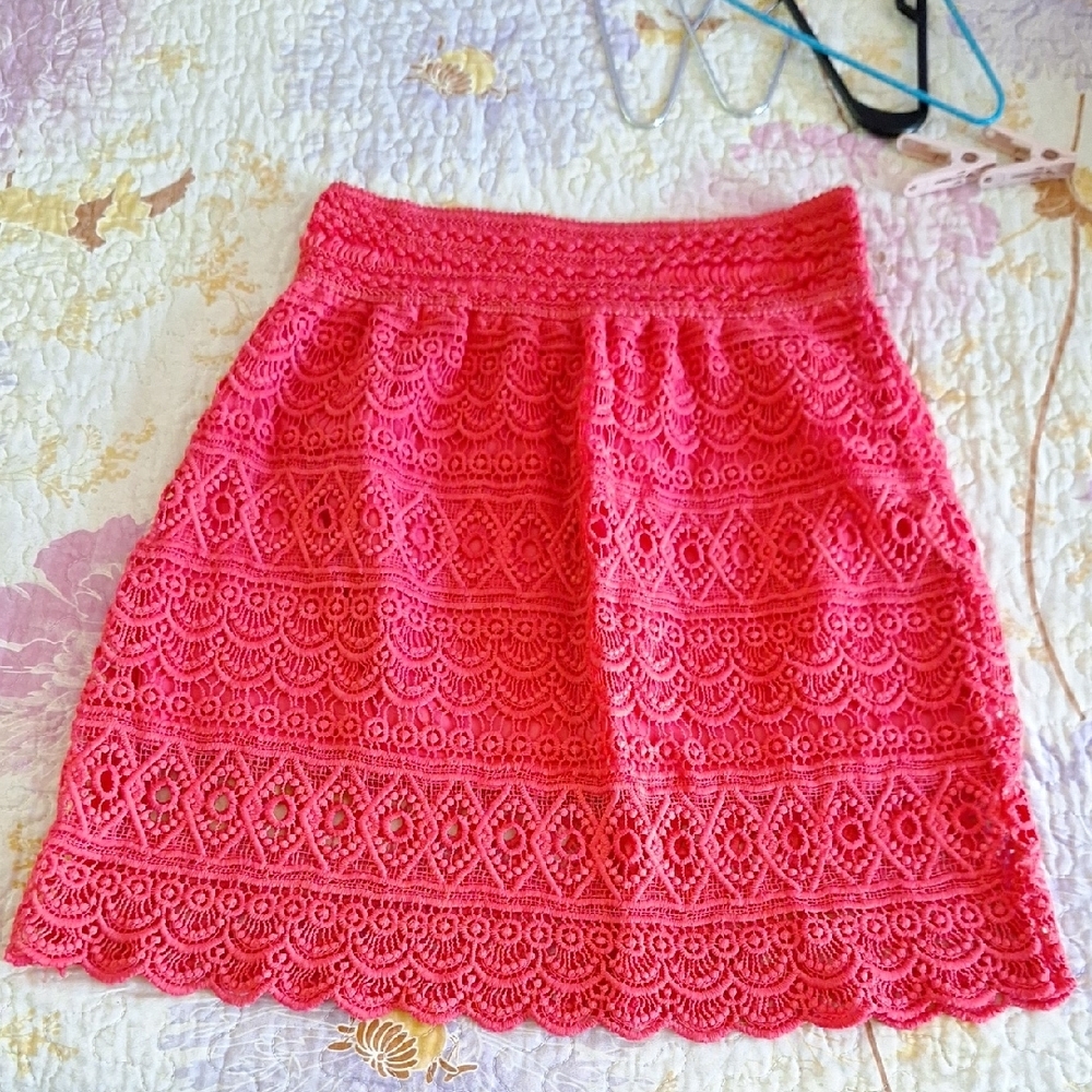 Pink Smocked A-Line Knee-Length Skirt
